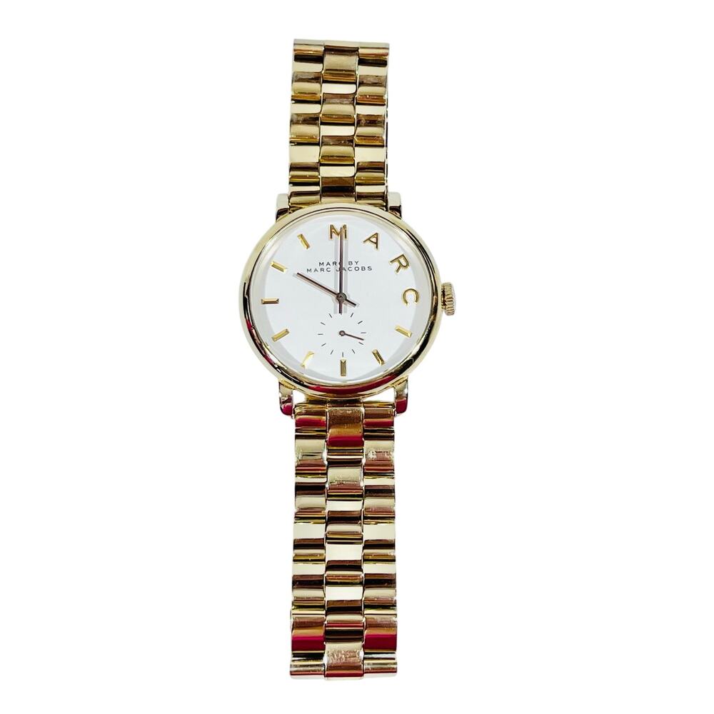 Marc by Marc Jacobs Baker Watch 36mm Women Gold Tone Case #MBM3243 Working